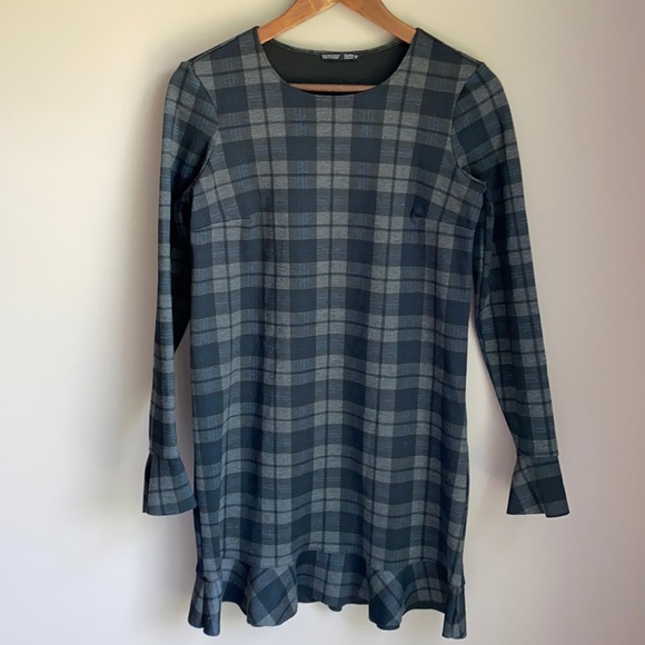 Zara Woman Collection Plaid Ruffle Ponte Dress S - Picture 1 of 7